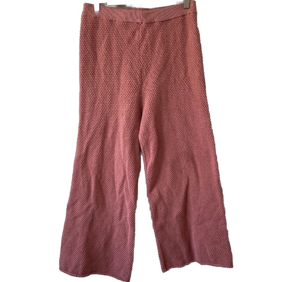 Free People Pants - Free People Beach Hailee Sweater Bottoms Pink Coral Wide Leg Knit size M